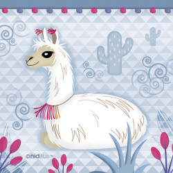 "Lama et cactus - version...