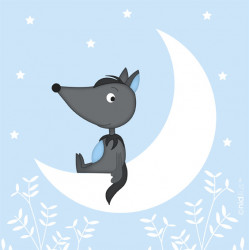 Coupon en Minky "Loup sur...