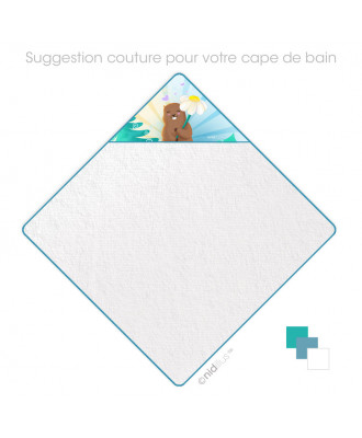 Coupon Cape de bain pour bébé "Marmotte et fleur"- PRECOMMANDE