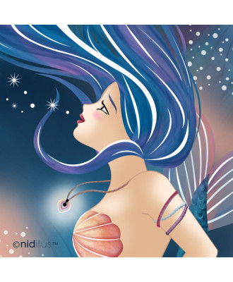 T15- "Chant de la sirène - Bleu" Coupon Polycoton - En stock