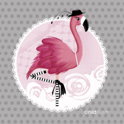 "Flamant rose - fond gris"...