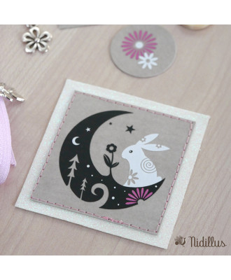 Assortiment Couture créative Etiquettes + zip - Thème: Lapin bohème - Fond gris