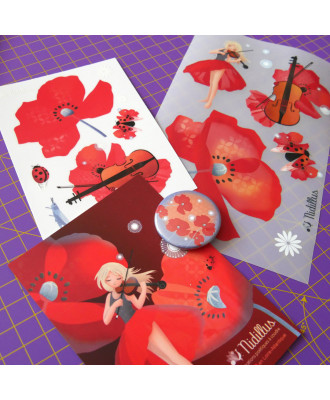 Collection "La violoniste aux coquelicots" - 21 coupons illustrés - Précommande