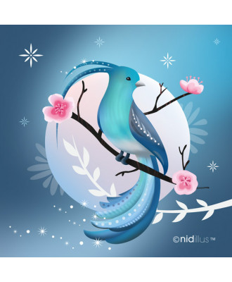 "L'oiseau bleu-fond bleu"...