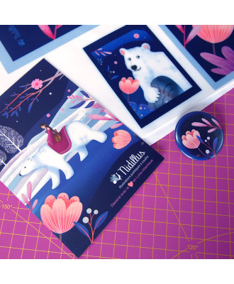 Collection "L'Ours blanc et le Printemps nordique" - 5 coupons illustrés - En stock
